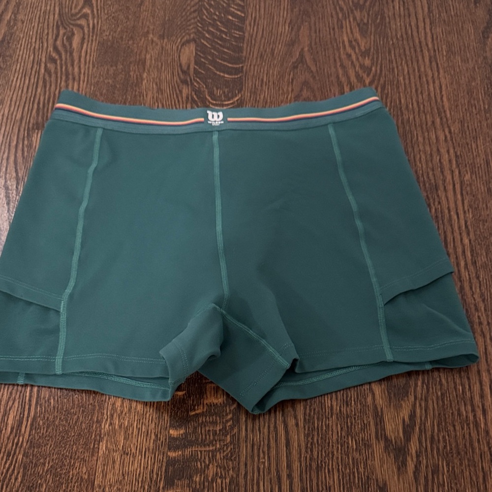 Wilson Dark Green Performance Shorts with Accent Waistband